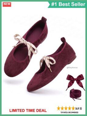 Velvet Bow Ballet Flats Slip-On Memory Foam Comfort Shoes